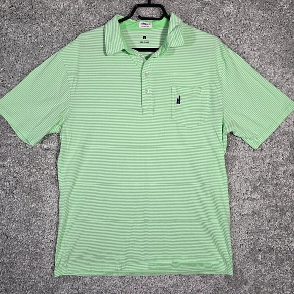 Johnnie‎ O Men Cotton Striped Polo Shirt Size Large Green Golf Office Casual - Picture 1 of 10